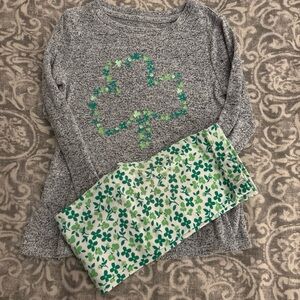 Cat & Jack Gray and Green Shamrock Kids Matching Set